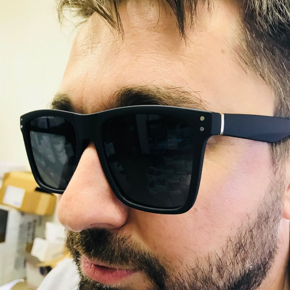 Men‎ Sports Sunglasses Fashion Designer Retro Black Lens Outdoor Square Lentes